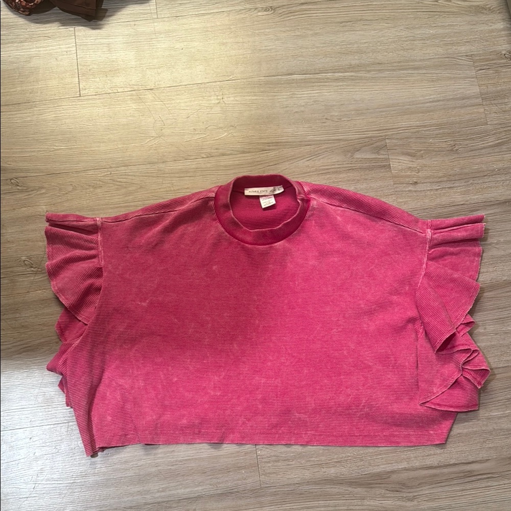 Women's Pink Ruffle Sleeve Top